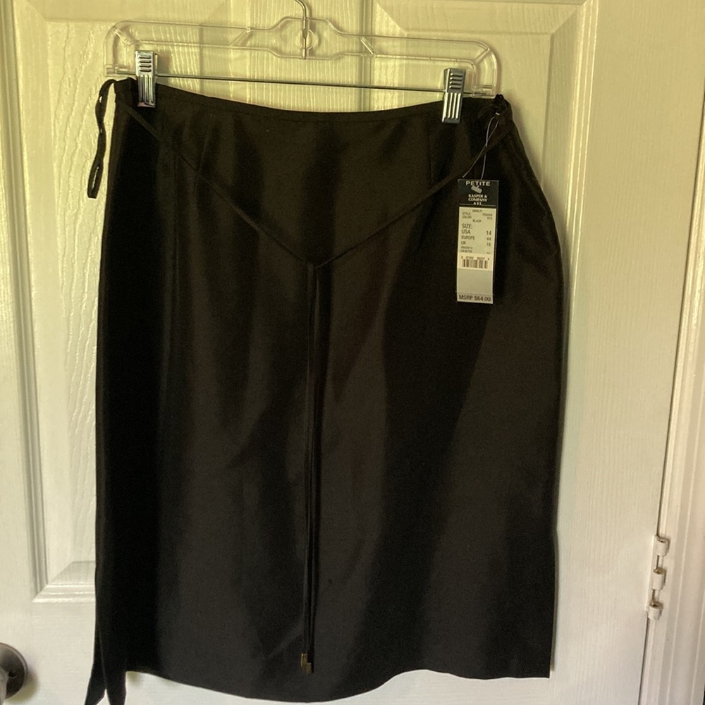 NWT Black Satin MIDI Skirt